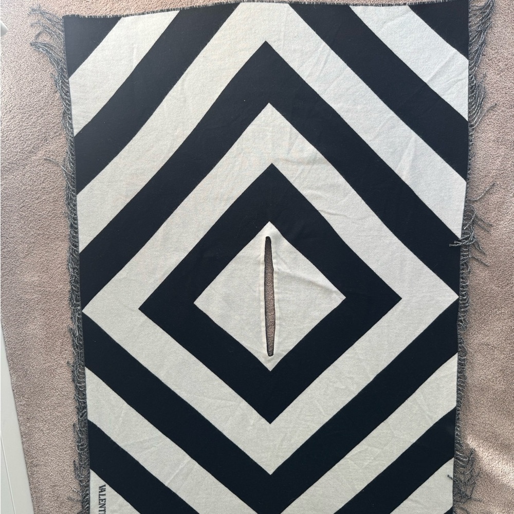 Valentino Monochrome Geometric Poncho